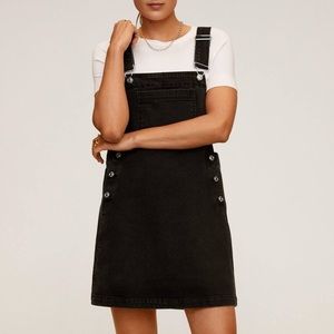 Mango MNG Black Denim Pinafore Dress